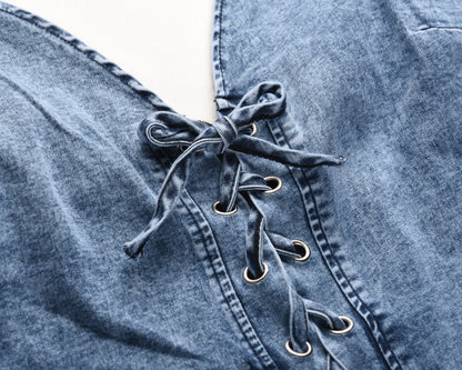 Stretch Denim Suspender Dress