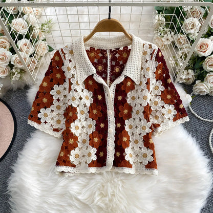Summer Floral Crochet Shirt
