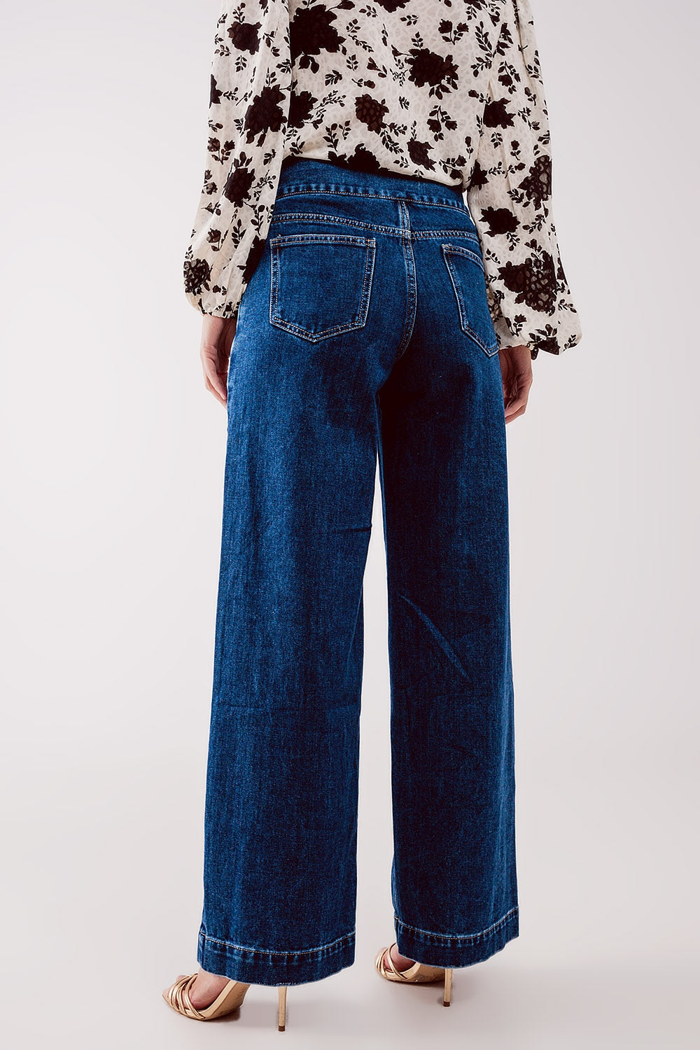 High-Rise Golden Button Wide-Legs