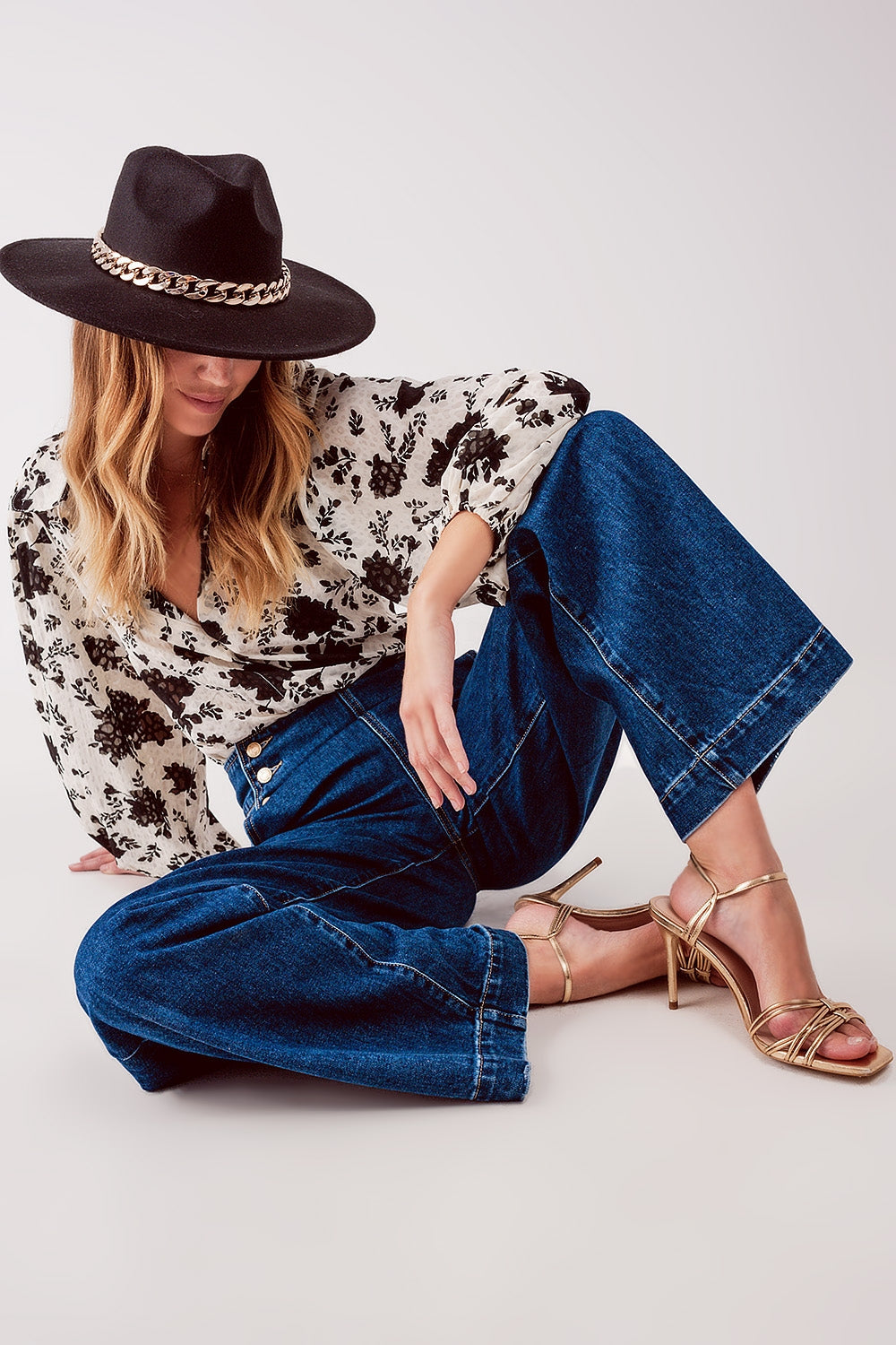 High-Rise Golden Button Wide-Legs