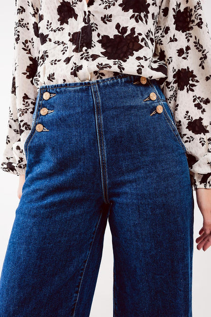 High-Rise Golden Button Wide-Legs